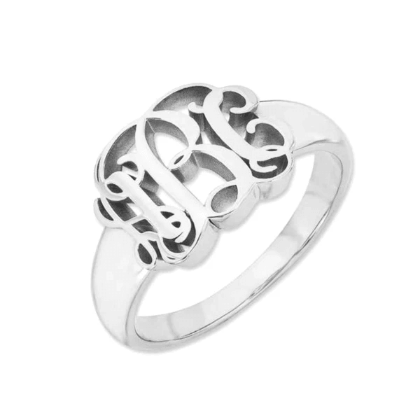 Buy Sterling Silver Monogram Ring Sterling Silver Ring Initial